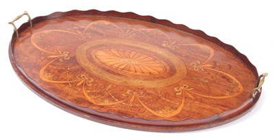 Lot 646 - A 19TH CENTURY INLAID MAHOGANY OVAL TRAY with...