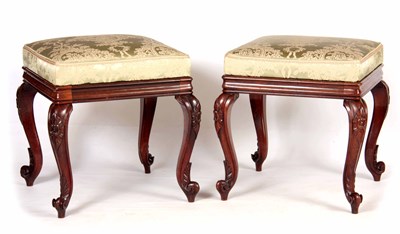 Lot 670 - A PAIR OF LATE REGENCY ROSEWOOD STOOLS with...