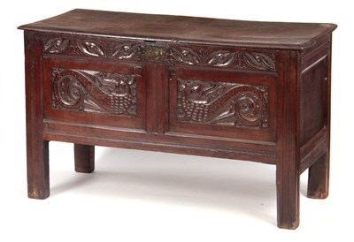 Lot 715 - A 17TH CENTURY WELSH JOINED OAK COFFER the...