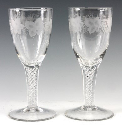 Lot 14 - A LARGE PAIR OF 19TH CENTURY GOBLETS the bowls...