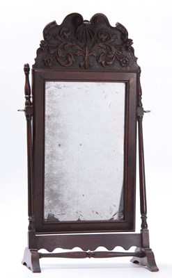 Lot 732 - A QUEEN ANNE WALNUT TOILET MIRROR WITH LEAF...