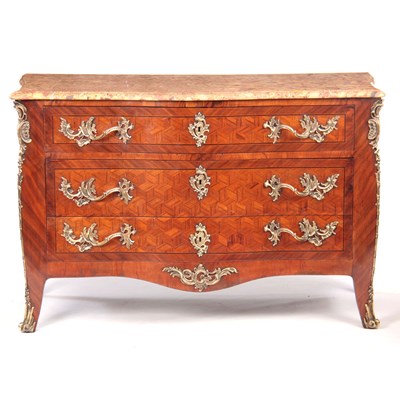 Lot 746 - A 19TH CENTURY LOUIS XV STYLE KINGWOOD COMMODE...