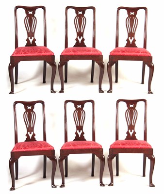 Lot 749 - A FINE SET OF SIX GEORGE II RED WALNUT DINING...