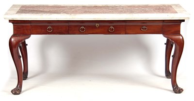 Lot 755 - A 19TH CENTURY GEORGE II STYLE SERVING TABLE...