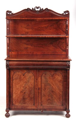 Lot 799 - A WILLIAM IV FLAMED MAHOGANY CHIFFONEER with a...