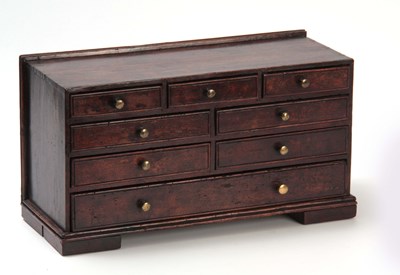 Lot 626 - A GEORGE I OAK MINATURE CHEST OF DRAWERS with...