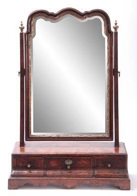 Lot 649 - A GEORGE I BURR WALNUT TOILET MIRROR with a...