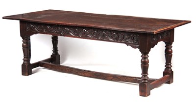 Lot 656 - A 17TH CENTURY AND LATER OAK REFECTORY TABLE...