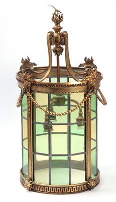 Lot 313 - A LARGE 19TH CENTURY STYLE BRASS HALL LANTERN...