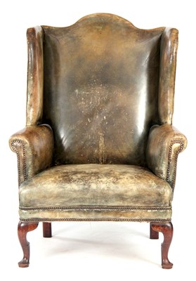 Lot 672 - A RARE OVERSIZED QUEEN ANNE WALNUT WING-BACKED...