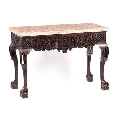 Lot 744 - AN UNUSUAL GEORGE III MAHOGANY MARBLE TOP...