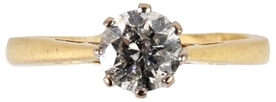 Lot 215 - AN 18CT YELLOW GOLD SOLITAIRE DIAMOND RING...