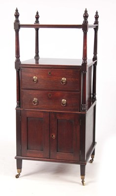 Lot 798 - A LATE GEORGIAN MAHOGANY WHATNOT with raised...