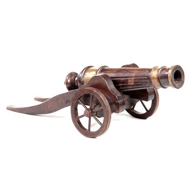 Lot 333 - A 19TH CENTURY BRASS BOUND FRUITWOOD CANNON of...