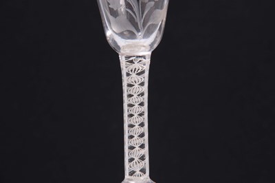 Lot 7 - AN 18TH CENTURY ENGLISH CORDIAL GLASS with...