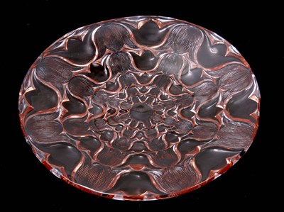 Lot 23 - R LALIQUE AN ALEXANDRITE GLASS PLATE in the...