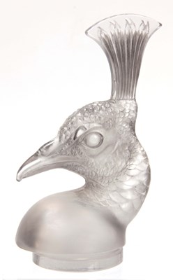 Lot 24 - R LALIQUE A PEACOCK 'PAON' CAR MASCOT on an...