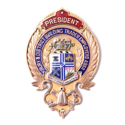 Lot 157 - A 9CT GOLD AND ENAMEL PRESIDENTS JEWEL for the...