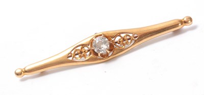 Lot 163 - A 14ct GOLD AND DIAMOND BAR BROOCH with...