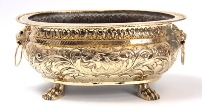 Lot 382 - A REGENCY LARGE OVAL BRASS JARDINIERE/PLANTER...