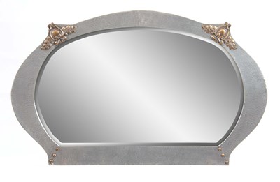 Lot 393 - AN ARTS AND CRAFTS HAMMERED PEWTER WALL MIRROR...