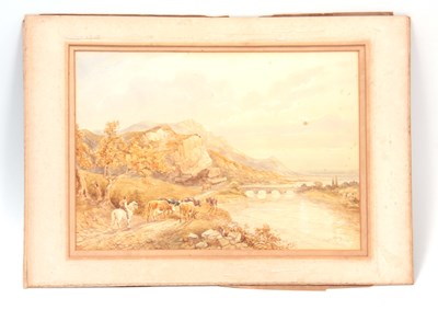 Lot 464 - COPLEY FIELDING - WATERCOLOUR river landscape...