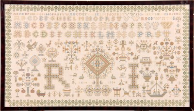 Lot 469 - AN 18TH CENTURY STYLE LARGE NEEDLEWORK SAMPLER...