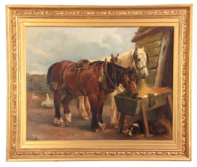 Lot 431 - A LATE 19th CENTURY OIL ON CANVAS. A farmyard...