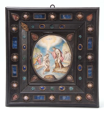 Lot 349 - A 17TH CENTURY ITALIAN EBONY FRAME with...