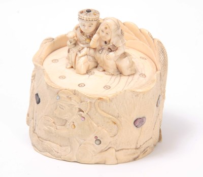 Lot 130 - A 19TH CENTURY INDIAN IVORY LIDDED BOX...