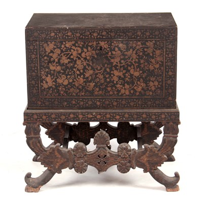 Lot 144 - A 19TH CENTURY INDIAN LACQUERED CHEST ON STAND...