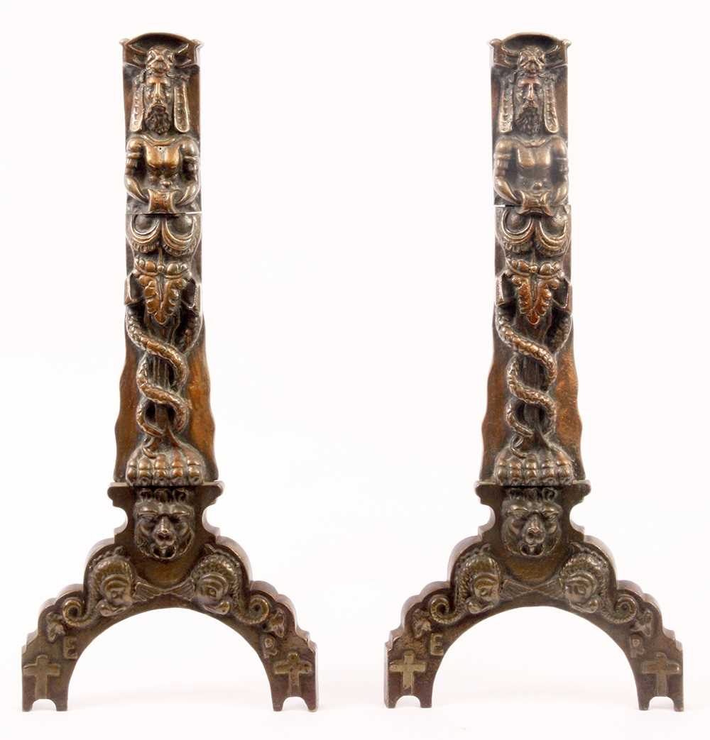 Lot 469 - A PAIR OF 19TH CENTURY LARGE CAST BRASS FIRE...