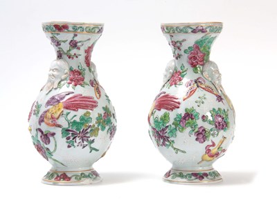 Lot 89 - A PAIR OF ORIENTAL STYLE FOOTED BALUSTER VASES...