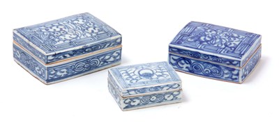 Lot 95 - A GROUP OF THREE CHINESE BLUE AND WHITE...