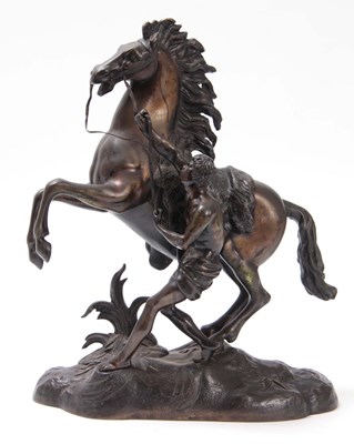 Lot 360 - A 19TH CENTURY FRENCH BRONZE MARLEY HORSE...