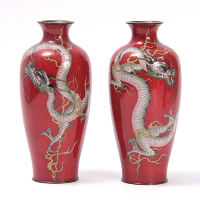 Lot 126 - A PAIR OF LATE 19TH CENTURY JAPANESE CLOISONNE...