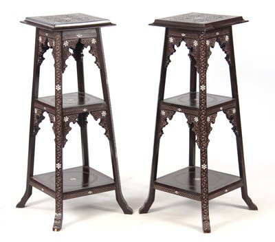 Lot 145 - A PAIR OF ANGLO INDIAN HARDWOOD AND MOTHER OF...