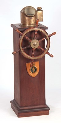 Lot 371 - A 19TH CENTURY SHIPS WHEEL WITH LATER MAHOGANY...