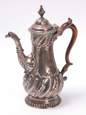 Lot 201 - AN EARLY GEORGE III SILVER COFFEE POT OF...