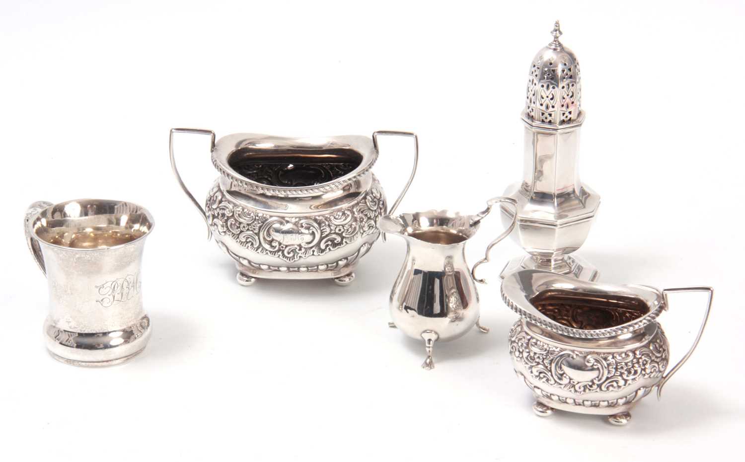 Lot 192 - A GEORGE V SILVER SUGAR SHAKER of octagonal