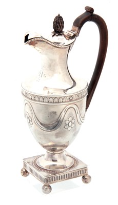 Lot 200 - A VICTORIAN ADAM STYLE SILVER HOT WATER JUG...