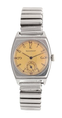 Lot 170 - A GENTLEMAN'S 1940's STEEL JAEGER-LECOULTRE...