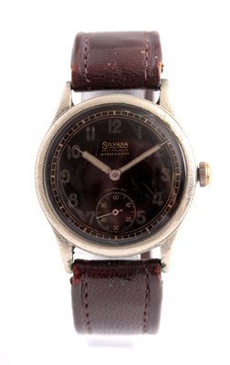 Lot 172 - A GERMAN WWII MILITARY SILVANA WRIST WATCH on...