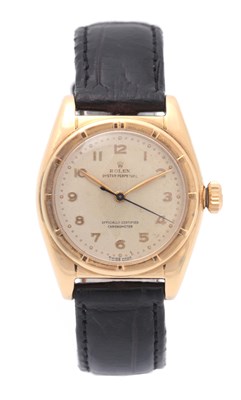 Lot 182 - A FINE 18CT GOLD ROLEX 'BUBBLEBACK' WRISTWATCH...