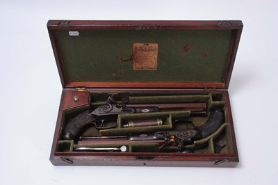 Lot 241 - DURS EGG, LONDON. A FINE CASED PAIR OF GEORGE...
