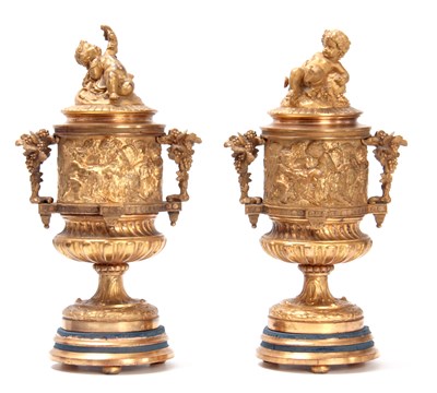 Lot 257 - A PAIR OF 19TH CENTURY FRENCH TWO-TONE GILT...