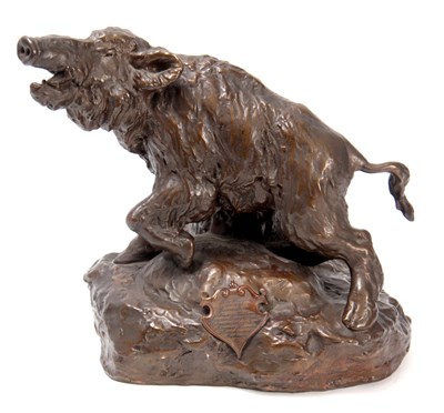 Lot 265 - A LATE 19TH CENTURY BRONZE FIGURE OF A BOAR...