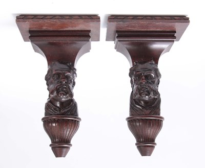 Lot 278 - A PAIR OF LATE 19TH CENTURY OAK WALL BRACKETS...