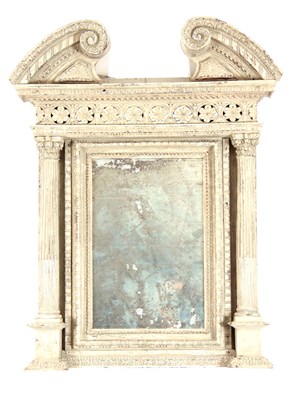 Lot 1011 - A GEORGE III CARVED PAINTED PINE HANGING...