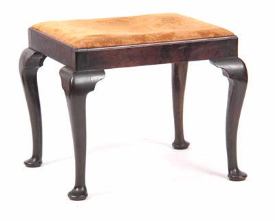 Lot 1020 - A GEORGE III MAHOGANY STOOL with drop-in seat...